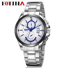 FOTINA Top Brand BOSCK Casual Business Watch Men Stainless Steel Water Resistant Quartz Clock Auto Day Date Watches Montre Homme