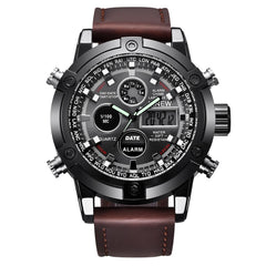 Montre Homme 2019 Luxury Dual Movt Men's Leather  Quarz Analog Digital LED Sport Wrist Watch Relogio Masculino Erkek Kol Saati