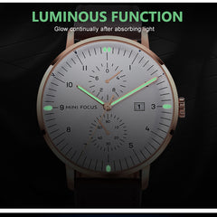 MINI FOCUS Mens Watches Top Brand Luxury Quartz Watch Men Calendar Bussiness Leather relogio masculino Waterproof reloj hombre