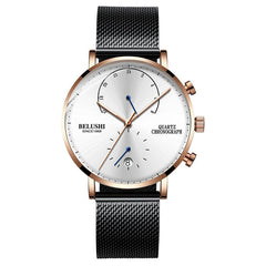 Mens Waterproof Watches Leather Strap Slim Quartz Casual Business Mens Wrist Watch Top Brand Belushi 537 Male Clock 2019 Fashion