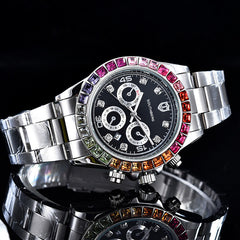 Luxury SOUTHBERG Watch Men  GMT Glass Date Stainless Steel Women Mens Sport Quartz Color rhinestone Watches Reloj Hombre