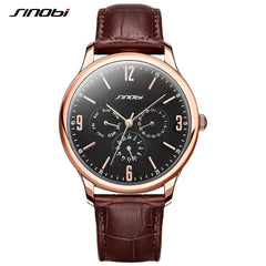 Reloj SINOBI Slim Quartz Wrist Watch Leather Wristband Mens Watches Top Casual Geneva Watch Men Wristwatches relogio masculino