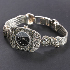 JIASHUNTAI Vintage 100% Silver 925 Watch For Women Retro 925 Sterling Silver Clock Female Bracelets Watch Jewelry