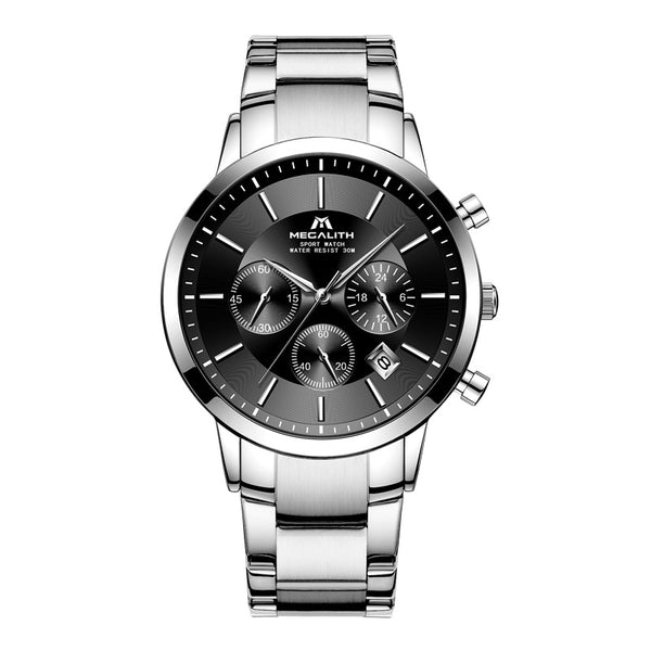 MEGALITH New Fashion Mens Watch Men Quartz Watches Waterproof Sport Chronograph Wristwatches Top Brand Luxury Gents Clock