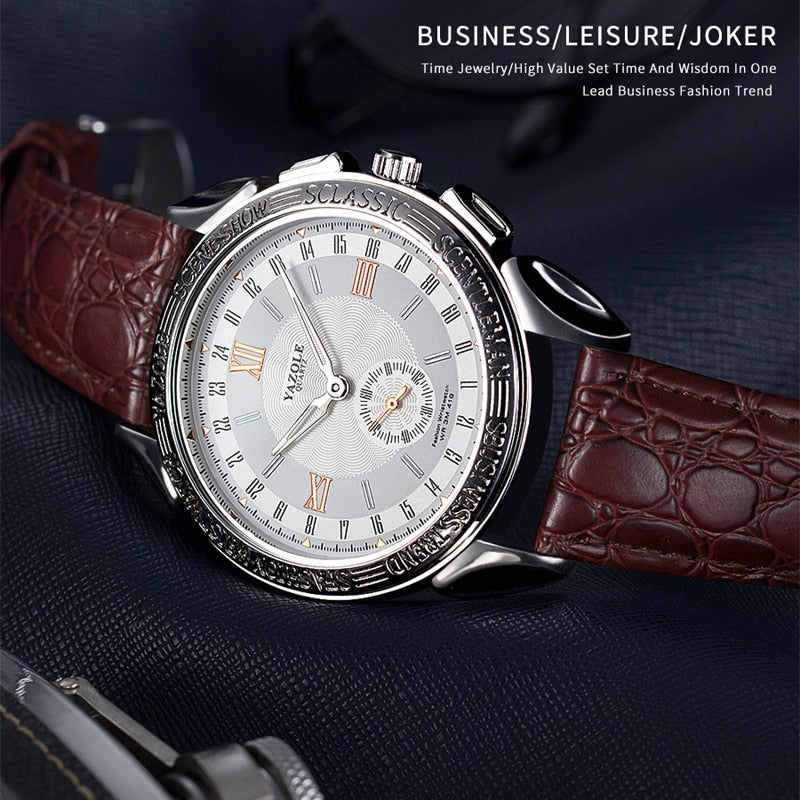 2019 NEW YAZOLE Men Watches Top Brand Luxury Fashion Business Leather Wrist Watch Waterproof Quartz Clock Male Relogio Masculino