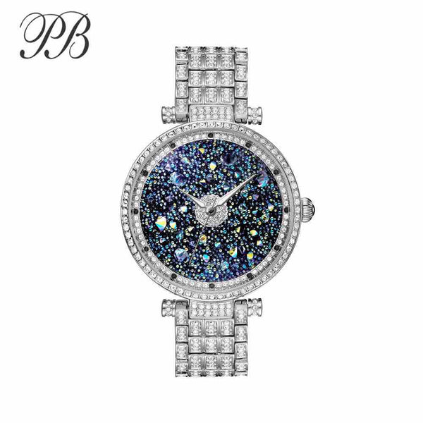PB Luxury Women Dress Starry Sky Watch Rhinestone Crystal Waterproof Quartz Tend watch Montre Femme Reloj Mujer