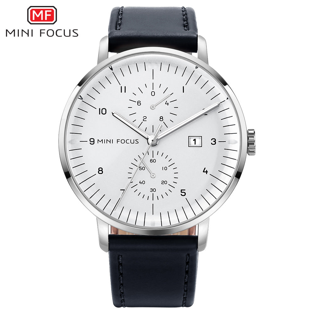MINI FOCUS Mens Watches Top Brand Luxury Quartz Watch Men Calendar Bussiness Leather relogio masculino Waterproof reloj hombre