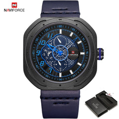 NAVIFORCE Men's Creative Military Sports Watches Leather Waterproof Wristwatch Fashion Quartz Clock Relogio Masculino Male 2019