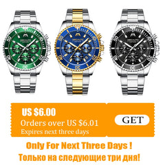 MEGALITH Fashion Mens Watches Top Brand Luxury Waterproof Colck Stainless Steel Men Quartz Watch Gents Sport Wristwatch