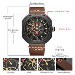 NAVIFORCE Men's Creative Military Sports Watches Leather Waterproof Wristwatch Fashion Quartz Clock Relogio Masculino Male 2019