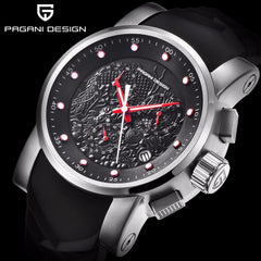 Mens Watches Top Luxury Brand PAGANI DESIGN Sport Military Quatz Watch Silicone Strap Chronograph Waterproof Men's Wrist watch