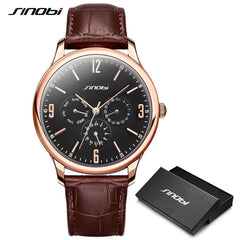 Reloj SINOBI Slim Quartz Wrist Watch Leather Wristband Mens Watches Top Casual Geneva Watch Men Wristwatches relogio masculino