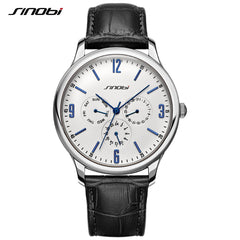 Reloj SINOBI Slim Quartz Wrist Watch Leather Wristband Mens Watches Top Casual Geneva Watch Men Wristwatches relogio masculino