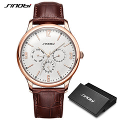 Reloj SINOBI Slim Quartz Wrist Watch Leather Wristband Mens Watches Top Casual Geneva Watch Men Wristwatches relogio masculino