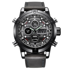 Montre Homme 2019 Luxury Dual Movt Men's Leather  Quarz Analog Digital LED Sport Wrist Watch Relogio Masculino Erkek Kol Saati