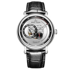 2019 Reef Tiger/RT Fashion Casual Watch Leather Strap Skeleton Automatic Watch Men Blue Designer Watches Gift for Men RGA1617