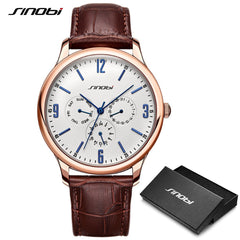 Reloj SINOBI Slim Quartz Wrist Watch Leather Wristband Mens Watches Top Casual Geneva Watch Men Wristwatches relogio masculino