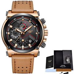 LIGE Fashion Mens Watches Top Brand Luxury Casual Sport Quartz Watch Men Leather Waterproof Military Wristwatch Relogio Masculio