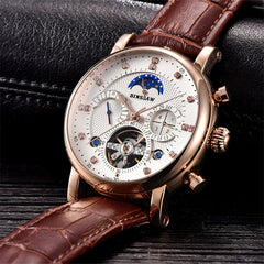BINSSAW Men Watch Mechanical Tourbillon Luxury Fashion Brand  Leather Man Sport  Watches Mens  Automatic Watch Relogio Masculino