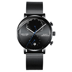 Mens Waterproof Watches Leather Strap Slim Quartz Casual Business Mens Wrist Watch Top Brand Belushi 537 Male Clock 2019 Fashion