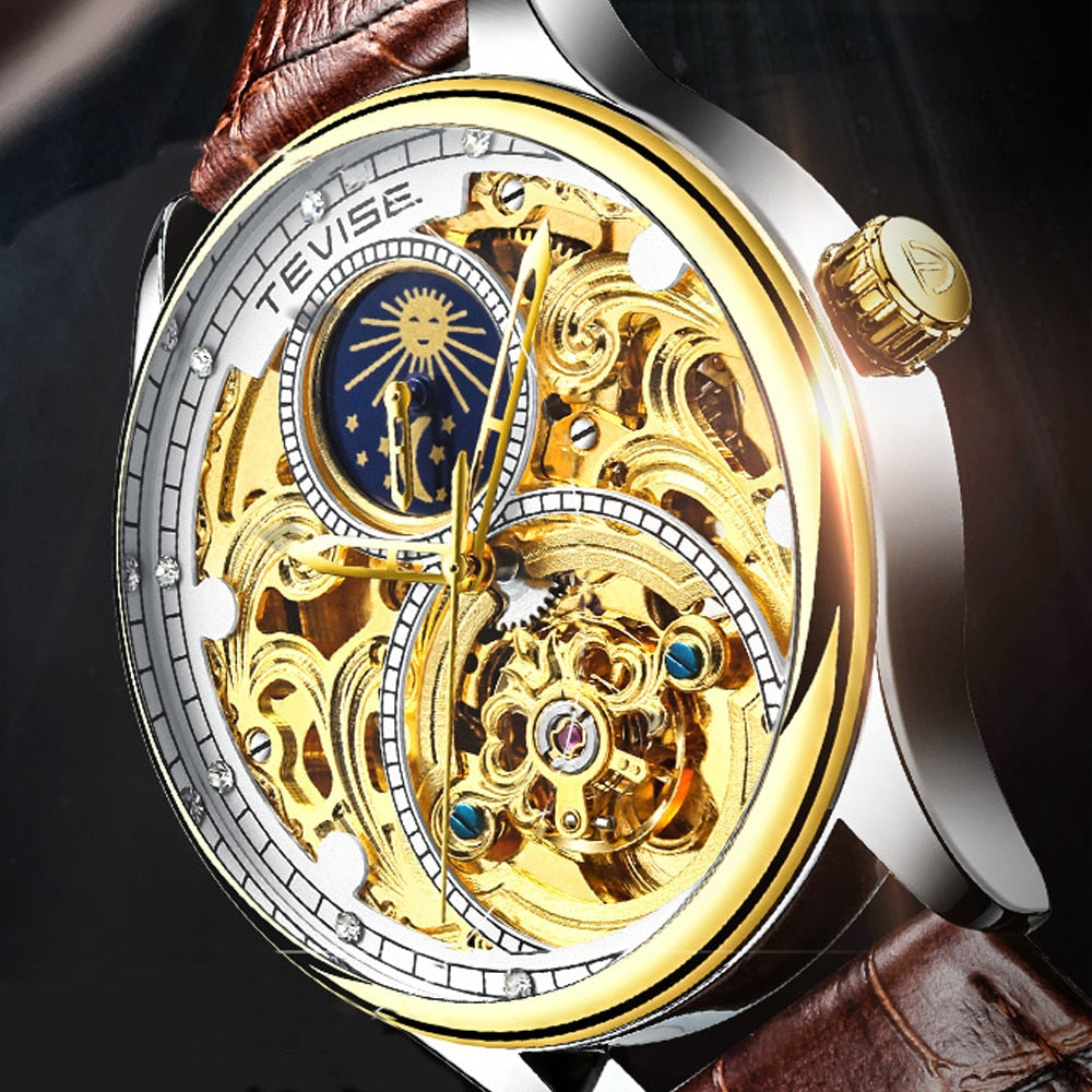 Tevise Automatic Watch Men Mechanical Watches Hollow Skeleton Self-Winding Male Luxury Brand Sport Wrist Watch Relogio Masculino