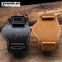 High quality genuine leather watchband with tray bracelet with stainless steel buckle for fossil PA handmade watch 22 24 26mm