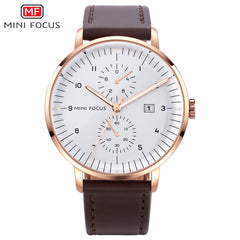 MINI FOCUS Mens Watches Top Brand Luxury Quartz Watch Men Calendar Bussiness Leather relogio masculino Waterproof reloj hombre