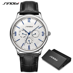 Reloj SINOBI Slim Quartz Wrist Watch Leather Wristband Mens Watches Top Casual Geneva Watch Men Wristwatches relogio masculino