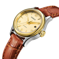 Parnis Royal Seriers Luminous Lady Women Leather Watchband  Fashion Automatic Mechanical Watch Wristwatch