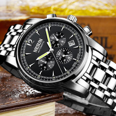 40mm Mechanical Watches Black Case GMT Diver Watch Men Full Stainless Steel Hardlex Calendar Week Month 24 Hours Automatic Watch