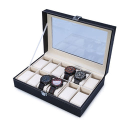 2019 High Quality PU Leather 6 10 12 Slots Wrist Watch Display Box Storage Holder Organizer Watch Case Jewelry Dispay Watch Box