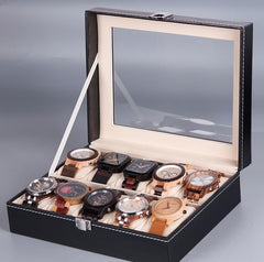 2019 High Quality PU Leather 6 10 12 Slots Wrist Watch Display Box Storage Holder Organizer Watch Case Jewelry Dispay Watch Box