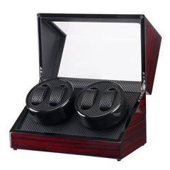 Auto Wooden Watch Winder Shaker Watch Storage Box Winder Case Transparent Cover Wristwatch Box Single/Double Head Motor US Plug