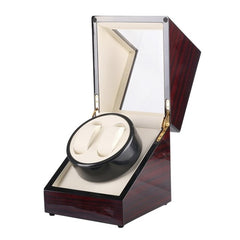 Auto Wooden Watch Winder Shaker Watch Storage Box Winder Case Transparent Cover Wristwatch Box Single/Double Head Motor US Plug