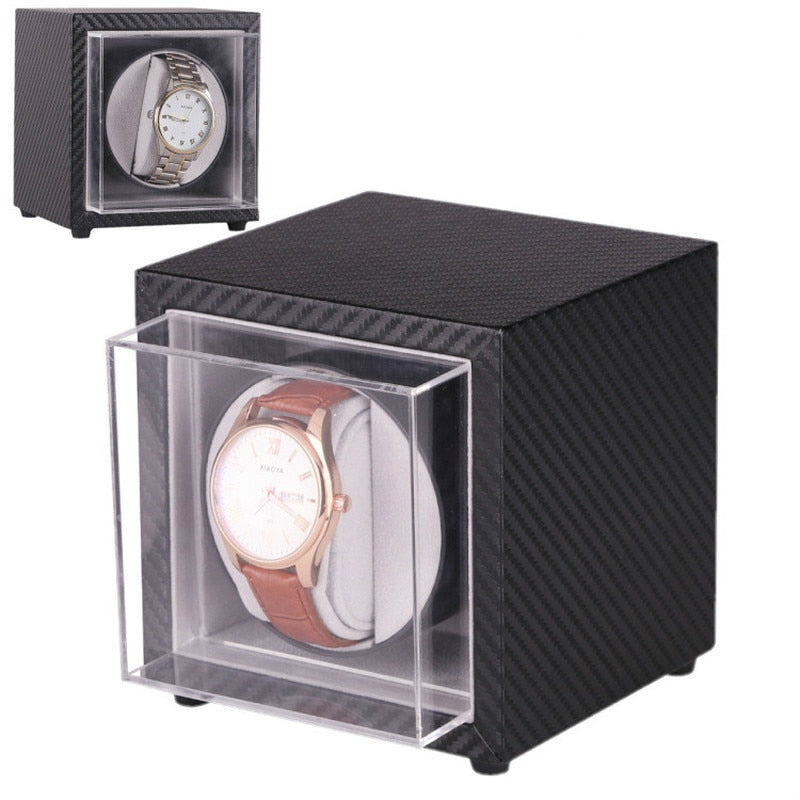 2019 New Super mini Portable Auto Silent Watch Winder Holder Display Automatic Mechanical Black Winding Jewelry Watch Box Case