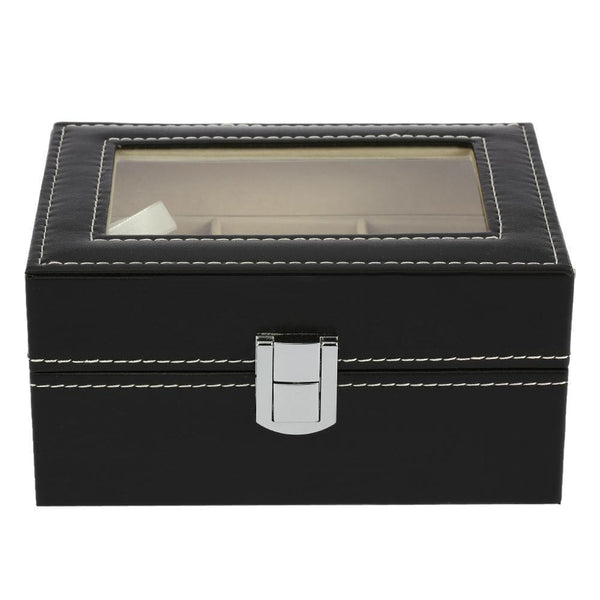 3 Slots Leather Watch Display Box Wristwatch Storage Holder Organizer Case