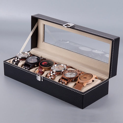 BOBO BIRD Leatherette Wrist Watch Display Box Organizer Storage Box Watch Holder Jewelry Display Case saat kutusu