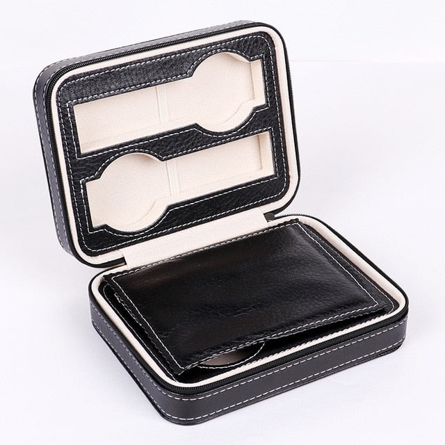 Luxury 2-8 Grids Leather Watch Box Portable travelling Watch bag Storage Watches Display Box Case Jewelry Watch Collector Case