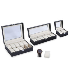 2 6 10 Grids PU Leather Watch Box Case High-end Watch Case PU Watch Display Box Gift Box Transparent Cover Watch
