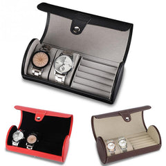 Portable Travel Watch Case Roll 2 Slot Wristwatch Box Storage Travel Pouch Ring Earrings Wrist Watch Jewelry Storage Box