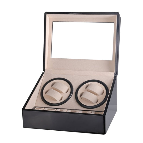 US/EU/AU/UK Plug Automatic Mechanical Watch Winders Storage Box Case Holder 4+6 Collection Watch Display Jewelry Black