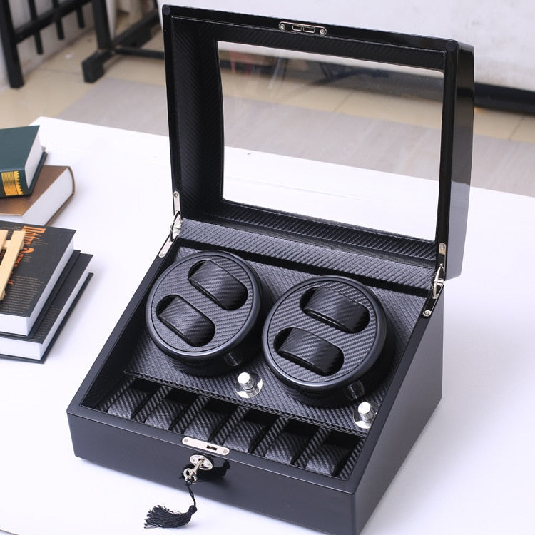 High Quality 4+6 And 2+0 Automatic watch winder carbon fiber slient motor box watches mechanism cases storage display watches