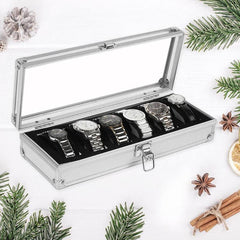 2019 6 Grids Aluminum Watch Box Case Professional Holder Organizer for Clock Watches Jewelry Boxes Case Display