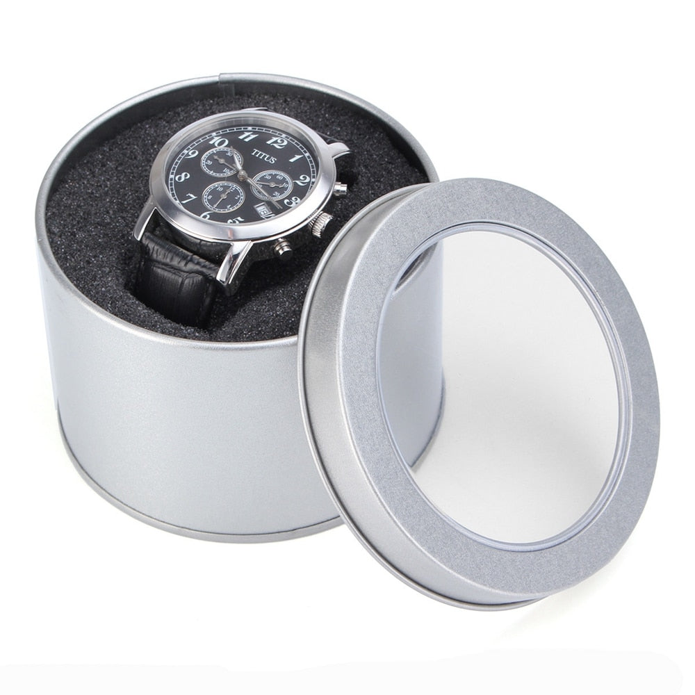 Watch Boxes Winder Jewelry Storage Sponge Round Organiser Chic Practical Silver Case Stylish Tin Display Gift Box